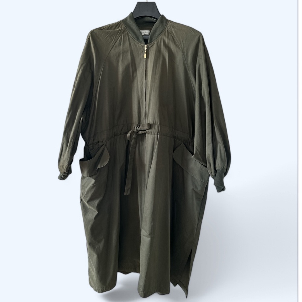 Plus Size Olive Green Women's Long Jacket - Picture 2 of 7